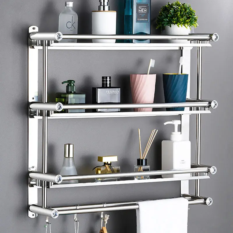 

Punch-free 2021 Towel Rack Stainless Steel Hook Bathroom Toilet Wall Multi-function Rack Bath Towel Rack Hook Towel Rack G8183