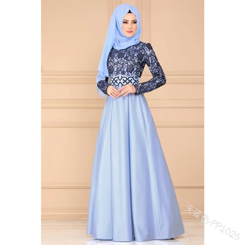 Мусульманское кружевное платье с длинными рукавами в стиле ретро этническом 2019 |