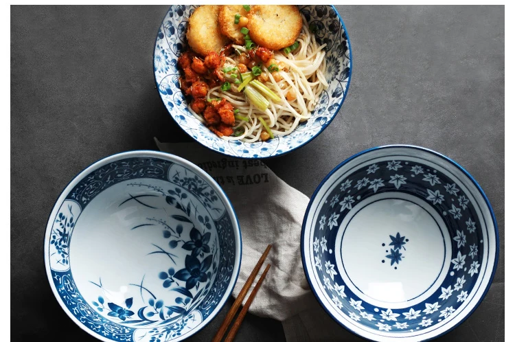 7 дюймов Японская чаша Ramen керамическая чаша для лапши дизайн лотоса Орхидея большая чаша креативный Ресторан Бытовая Ретро миска для супа
