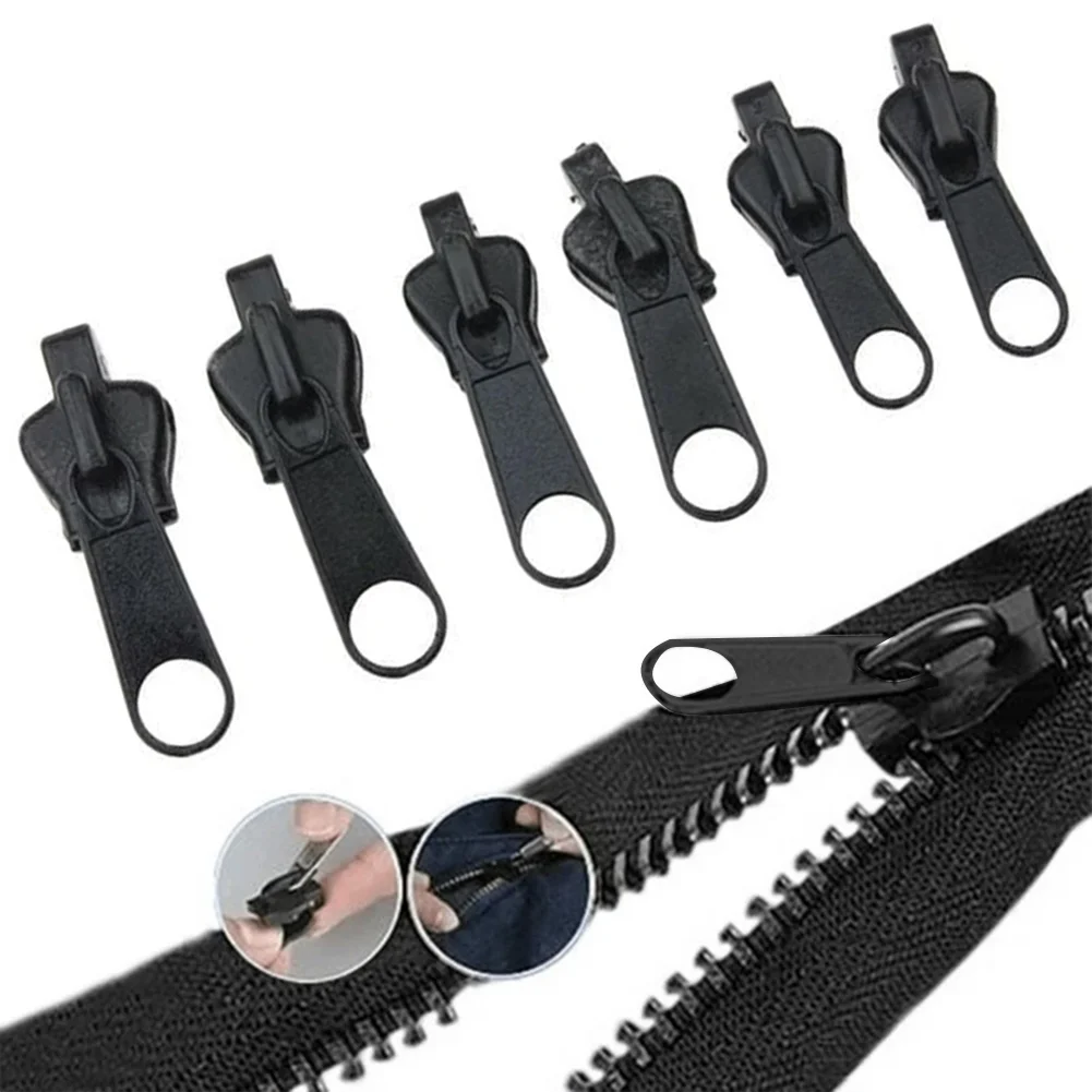 

6Pcs Black Zipper Repair Kit Universal Instant Zipper Fixer With Metal Slide Fix Any Instantly 3 Different Zipper Sizes Sewing