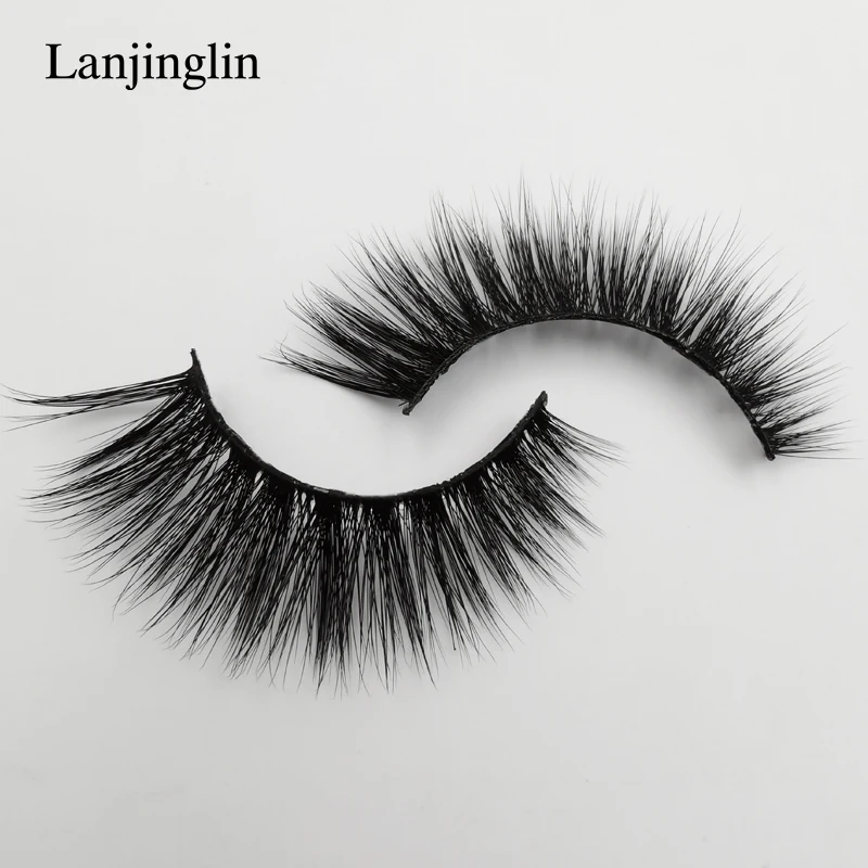 LANJINGLIN, 1 пара, 3d, норковые ресницы, ручная работа, Полоска, ресницы, накладные натуральные, искусственные ресницы, норковые ресницы, безвредный макияж
