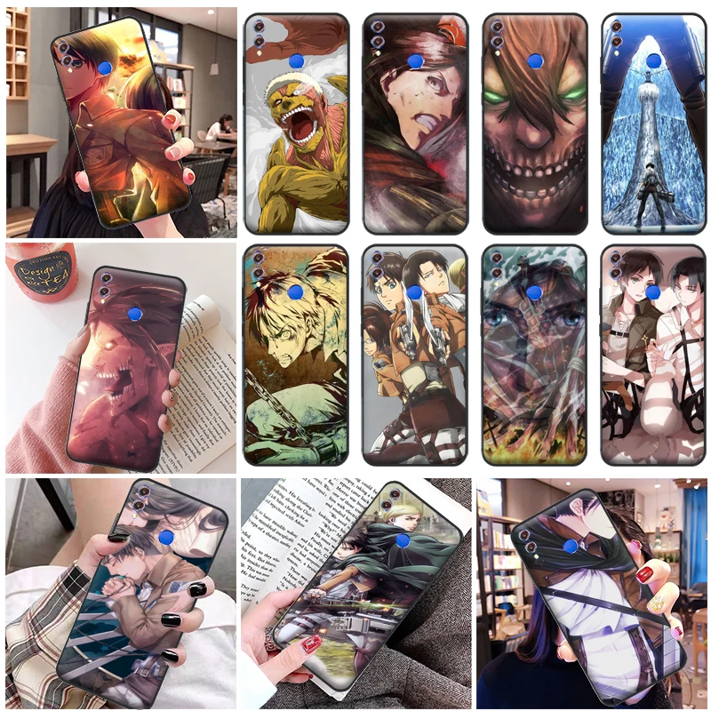 

Attack On Titan Eren Jager Mikasa Ackerman Armin Arlert Levi Phone Case For Huawei Honor 8X 8C 7X Soft Cover Cases Coque Funda