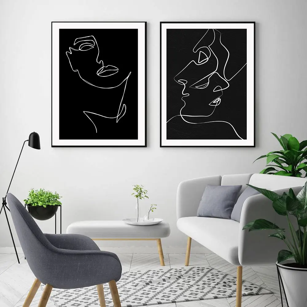 

Abstract Black White Poster Minimalist Line Art Canvas Painting Art Print Nordic Modern Wall Picture For Living Room Home Decor