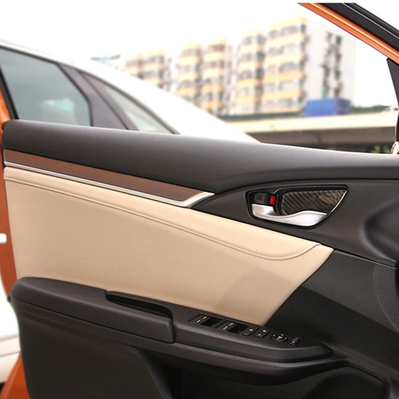 4 шт. накладки на внутреннюю ручку двери из углеродного волокна для Honda Civic 2016