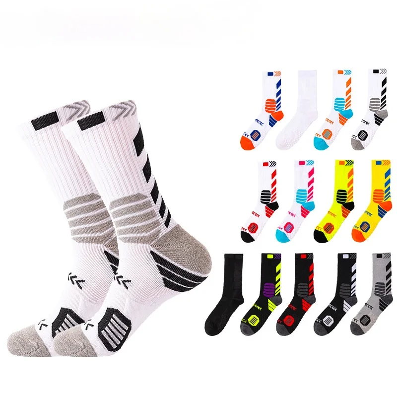 

Men's Tube Socks Trend Color Contrast Towel Bottom Breathable Sweat-absorbent Basketball Sports Socks Riding Climbing Marathon
