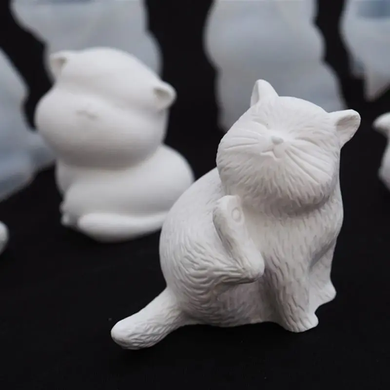 3D милый Кот формы для изготовления мыла домашних животных кошки Gumpaste торта