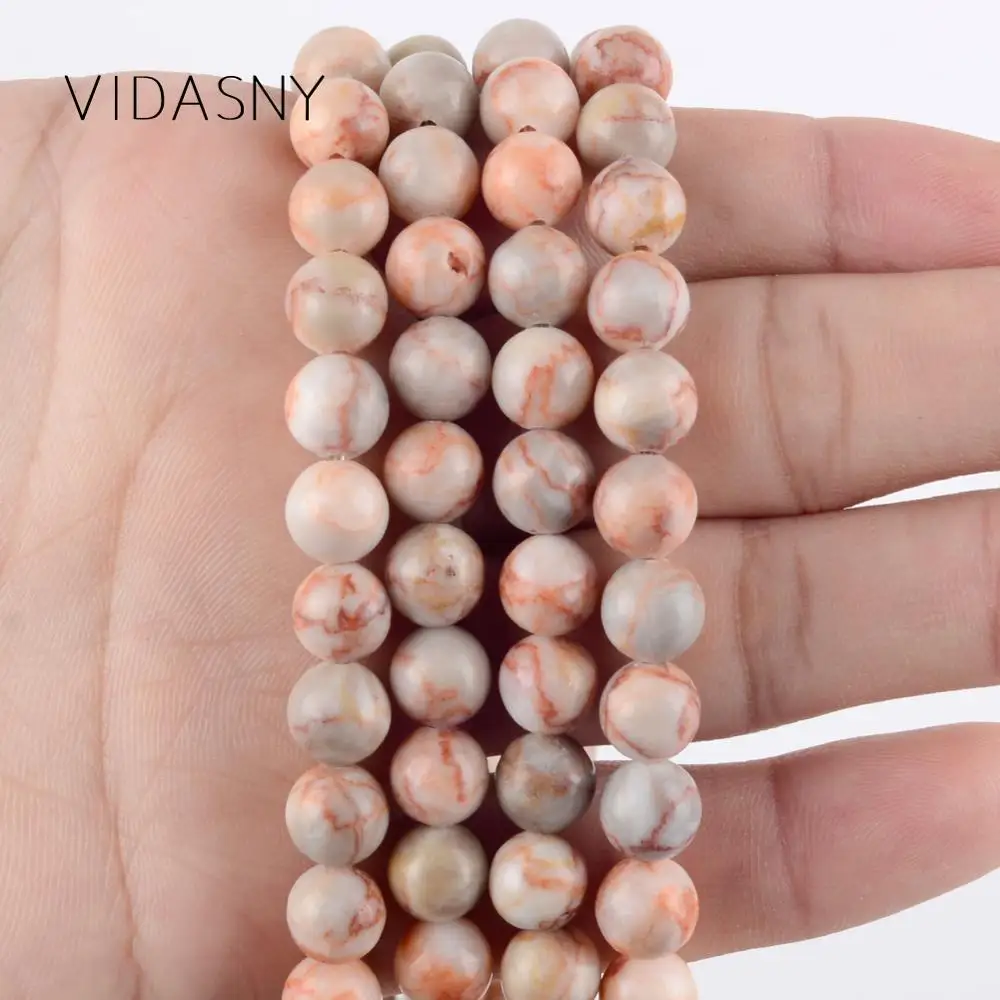Red Web Jaspers Natural Round Stone Beads For Jewelry Making 4mm-12mm Loose Spacer Diy Bracelet Necklace 15'' Wholesale | Украшения