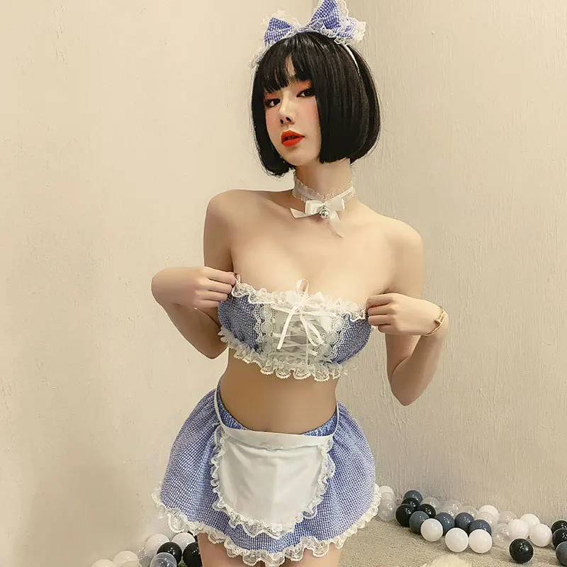 

Wholesale Women's Sexy Cosplay Maid Dress Sweet Roleplay Schoolgril Lingerie Bikini Dress Lady Nude Underwear Uniform