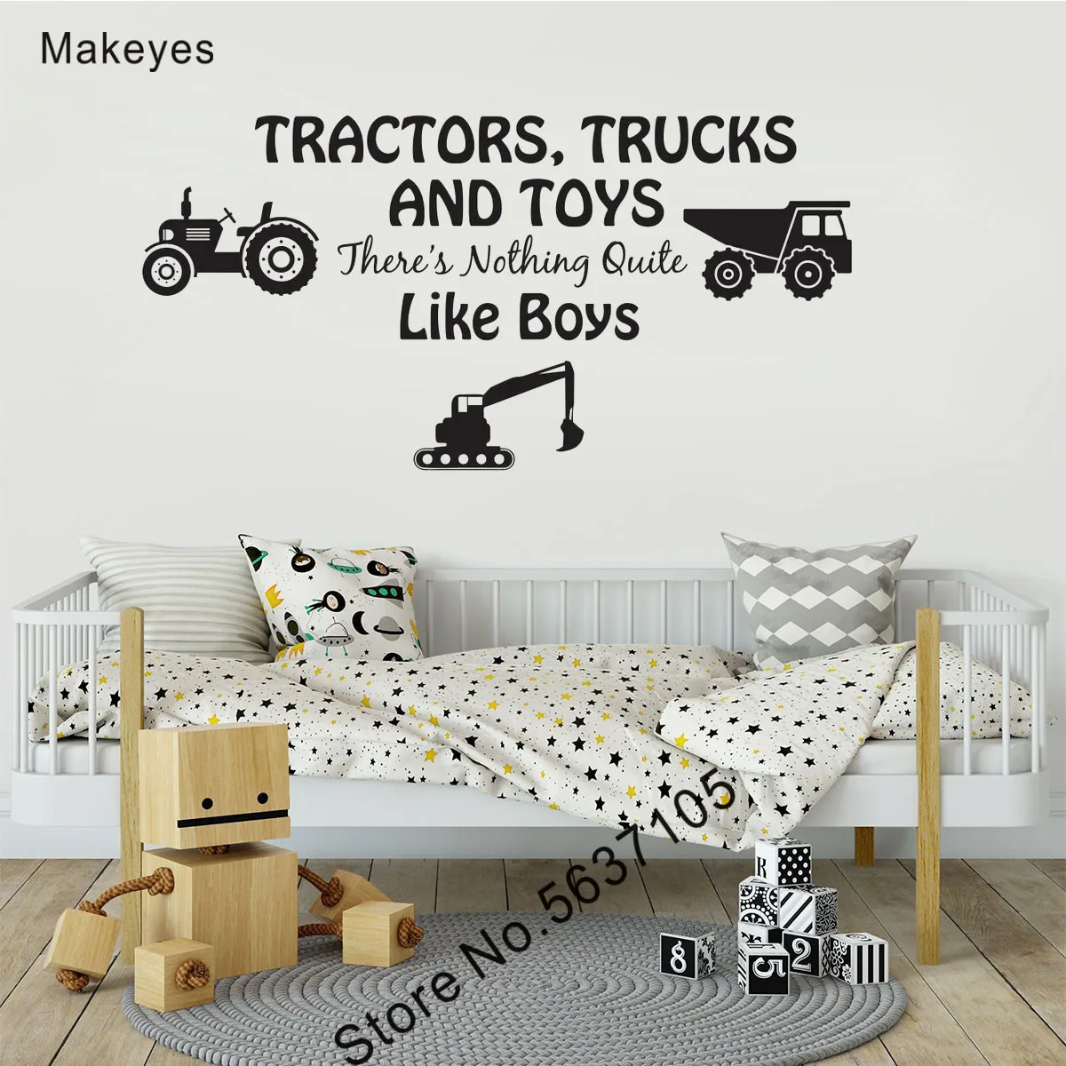 

Makeyes Trators Tracks Wall Stickers Baby Boys Wall Decals Vinyl Wall Art Kids Children Bedroom Decoration Quotes Design Q1030