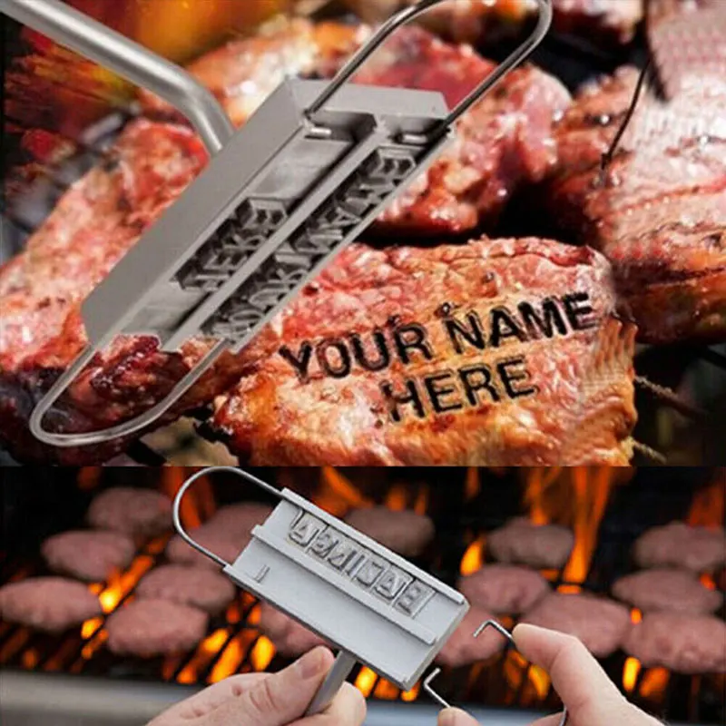 hot sale printed barbecue wooden handle stamp grill meat diy steak branding iron tool bbq kitchen dropshipping free global shipping