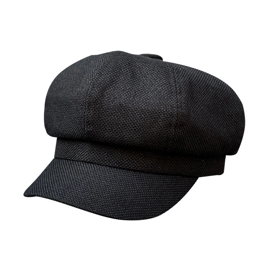 

SHOWERSMILE Linen Newsboy Cap Men Women Summer Black White Bakerboy Caps Lightweight Breathable Vintage Flat Hat Unisex Beret