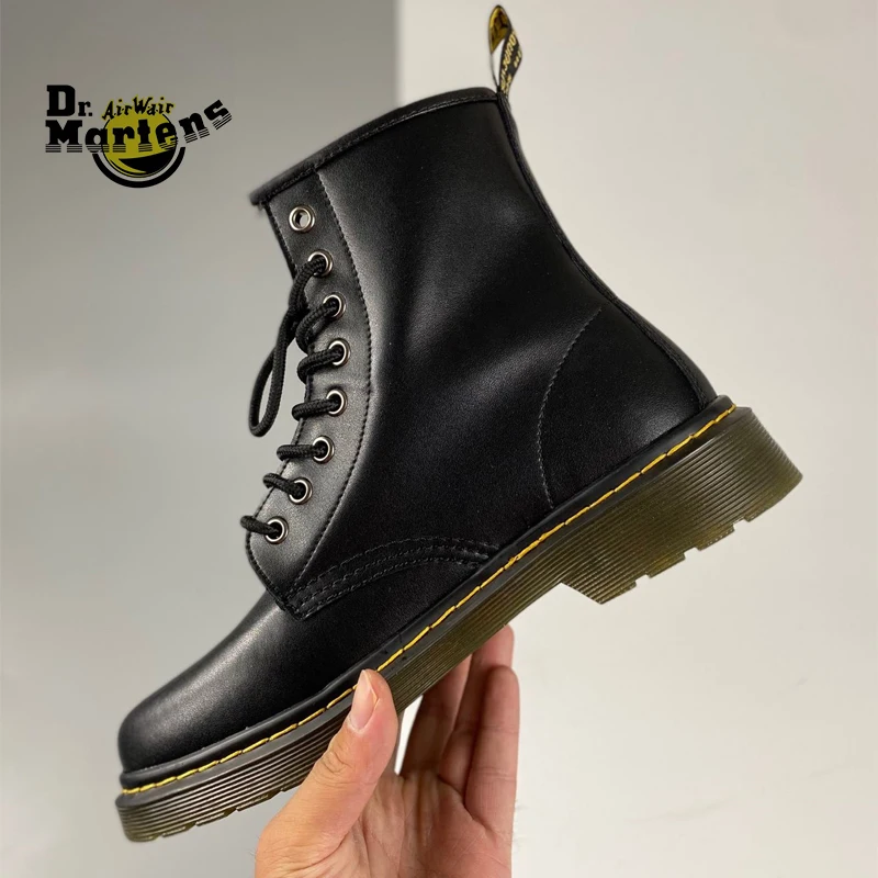 Мужские и женские классические ботинки Dr.Martens 1460 неустойчивые черные кожаные