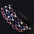 1 шт Женский двойной челка прическа, повязки для волос, обруч обувь с украшением в виде кристаллов бриллиантовые повязки Твист косу зажим передняя Цветок женские аксессуары для волос