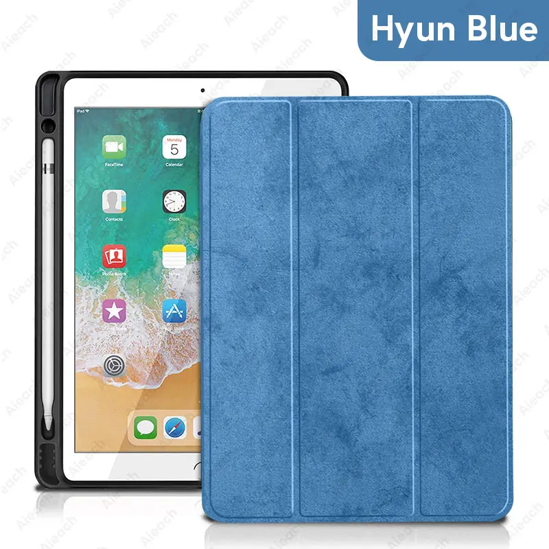 Чехол для iPad Pro 10,5 со встроенным карандашом, умный кожаный мягкий силиконовый тканевый чехол для Apple iPad 10,2 Air 3 - Цвет: Navy 2