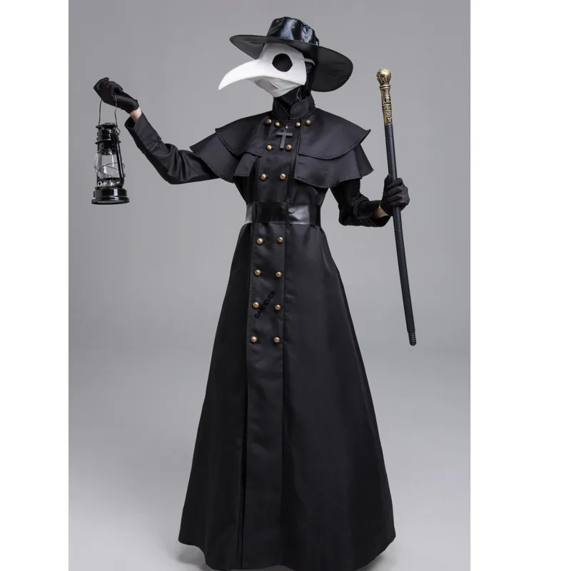 Средневековый Халат с капюшоном для Хэллоуина костюм Чумного доктора маска