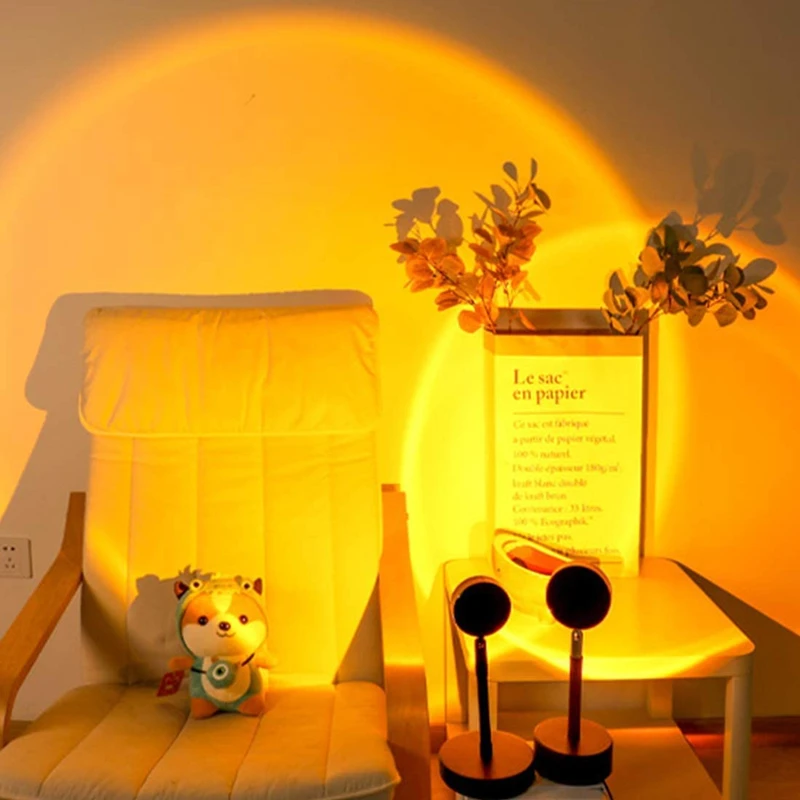 

Sunset Projection Night Lights LED Background Lighting Atmosphere Adjustable USB Button Table Lamp Bedroom Coffe Shop Decoration
