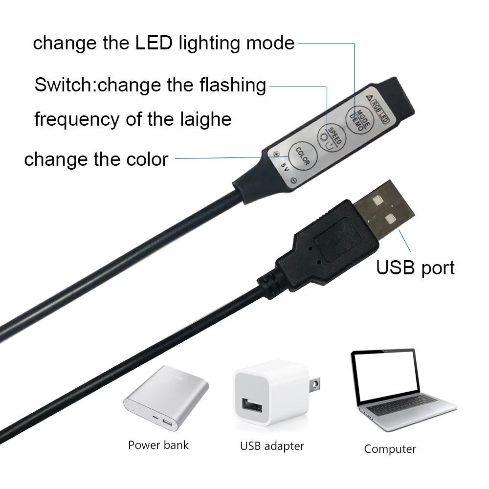 50 см 100 DC5 24V USB RGB контроллер светодиодный диммер с 3 клавишами 4Pin гнездовой разъем