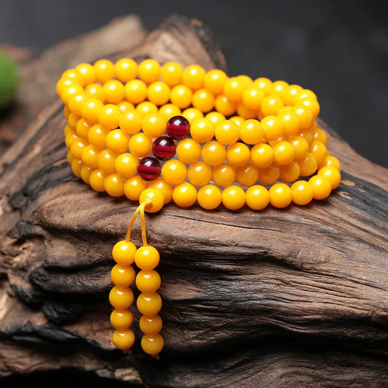 

Baltic Amber Honey Wax Chicken Oil Yellow 108 Buddha Beads Hand String Men's and Women's Bracelet Necklace Dual Purpose Jewelry