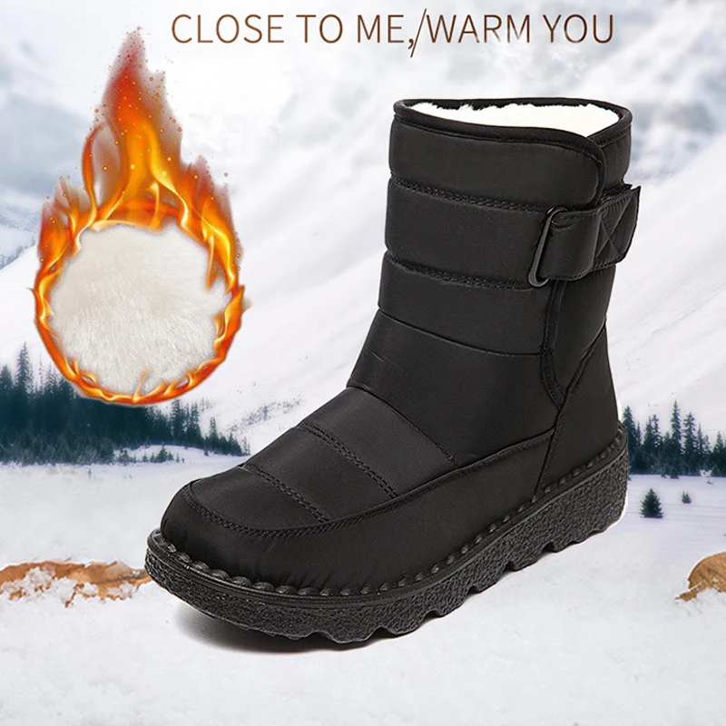 

Women Waterproof Snow Boots Winter Flat Shoes Woman Warm Comfy Ankle Boots For Female Botas Mujer Platform Warm Booties 2021