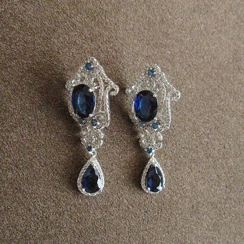 Модные женские серьги в классическом стиле с фианитом ААА EC140|Серьги-подвески| |