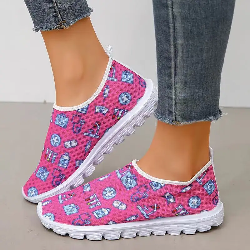 

Breathable Sneakers Girls Designer Pattern Nurse Vulcanizes Shoes For Women Flats Runway Sneakers Female Tennis