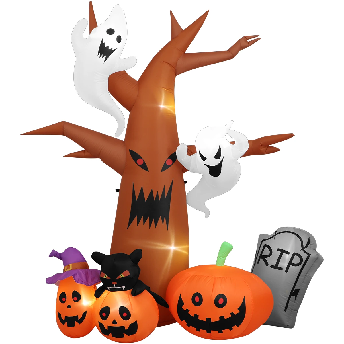 

2,4 м Хэллоуин, светодиодное Надувное дерево, призрак, тыква, модель для вечеринки, реквизит, украшение сада, двора с вилкой Стандарта США