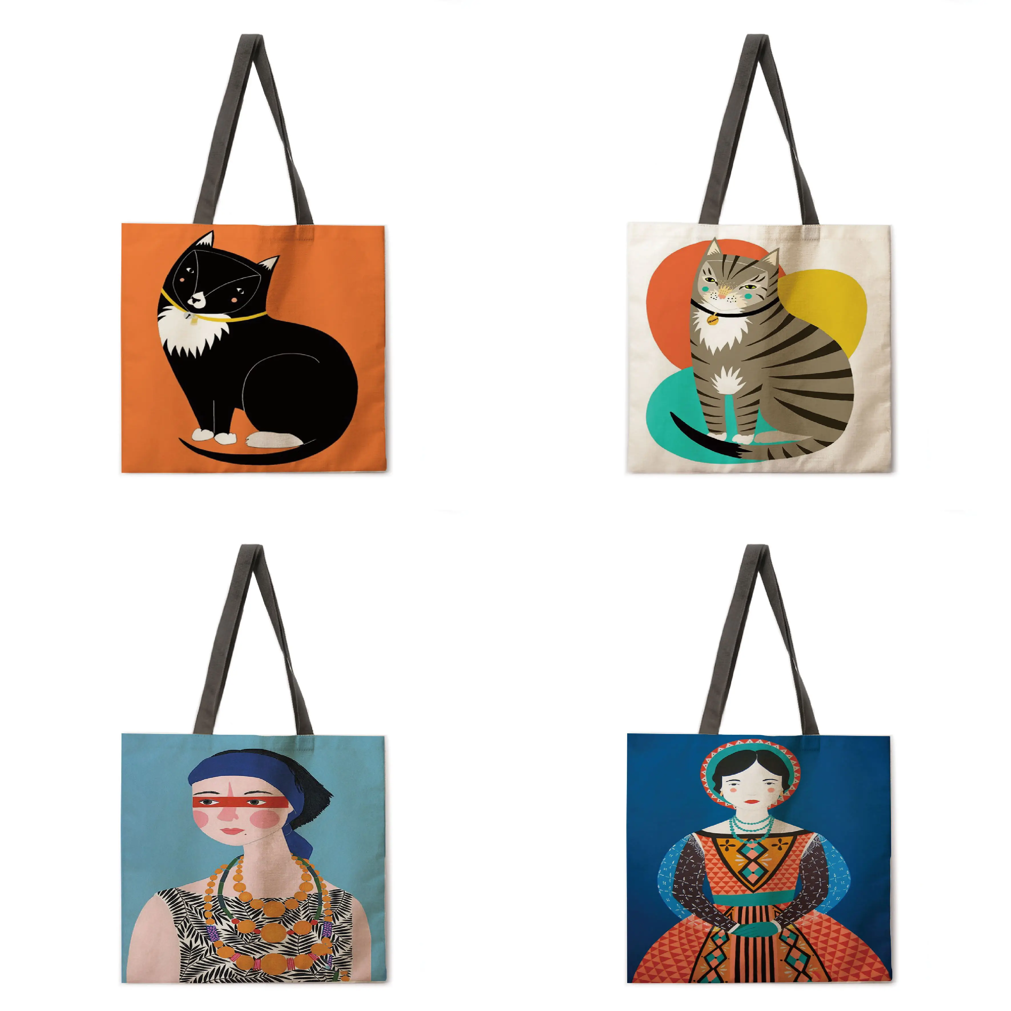 

Ladies Bag Simple Ladies Printed One Shoulder Shopping Bag Ladies Casual Ladies Large Capacity Linen Shopping Tote Bag