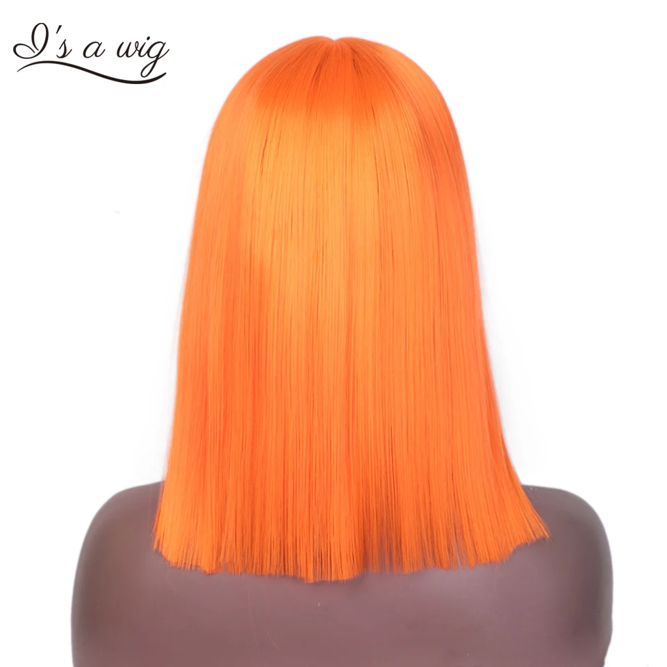 Парик I's a Wig короткий прямой синтетический кружевной передний парик Оранжевый