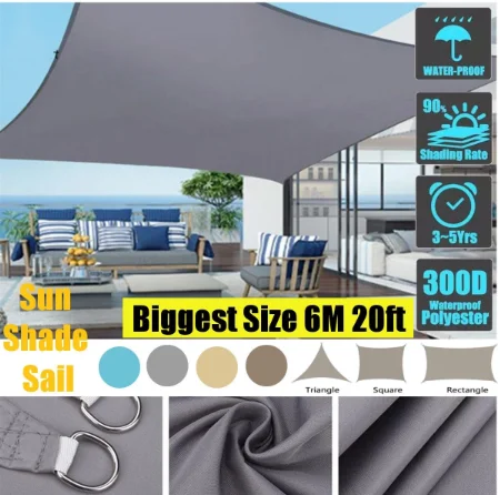 

Waterproof Sun Shelter Sunshade Protection Shade Sail Awning Camping Shade Cloth Large For Outdoor Canopy Garden Patio