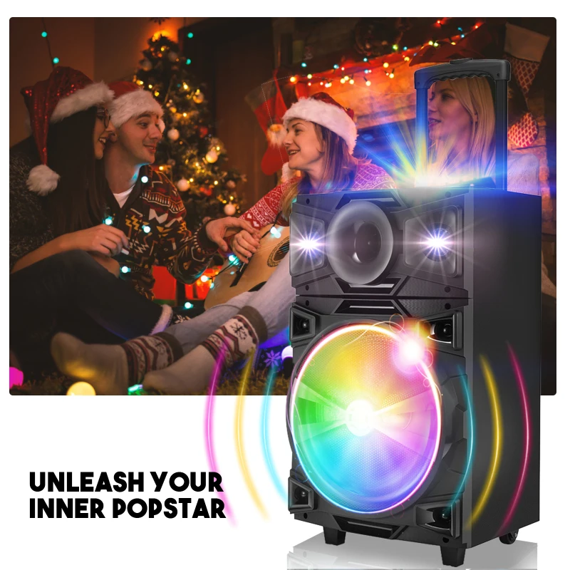 

Bluetooth Karaoke Machine With 12-inch Subwoofer Wireless PA Speaker System For Family Gatherings Meetings Weddings Churches