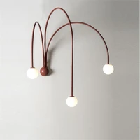 nordic modern red wall lamps living room background lighting villa gallery bedroom study line wall light art deco lamp furniture
