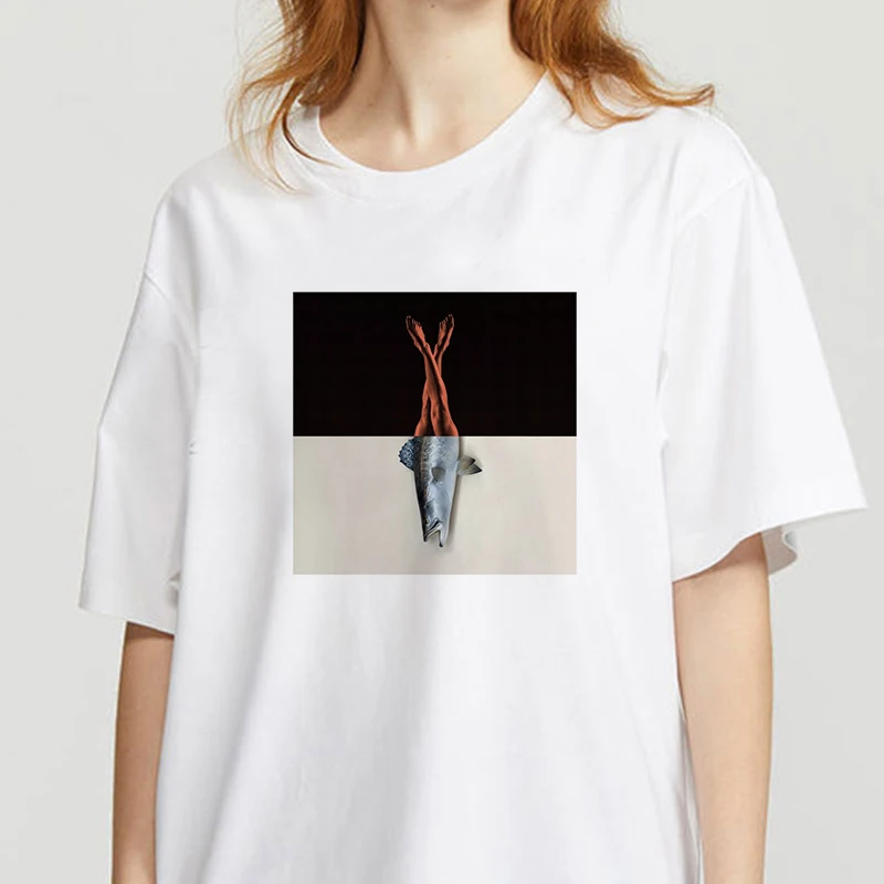 

New Korean Style Picture Puzzle Kawaii White T Shirt Animal Print Series Short-sleeved fashion casual Tshirt Oversize Women Tops