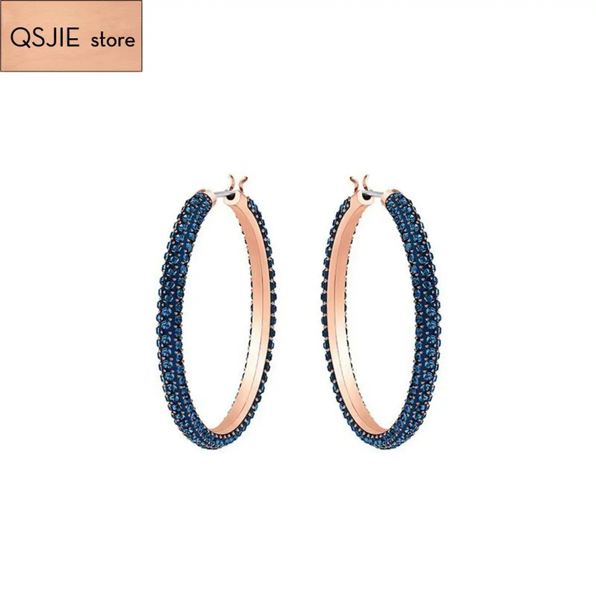 

High Quality SWA Birthday Gift Fashion Design Stone Hollow Blue Earrings Glamorous fashion jewelry