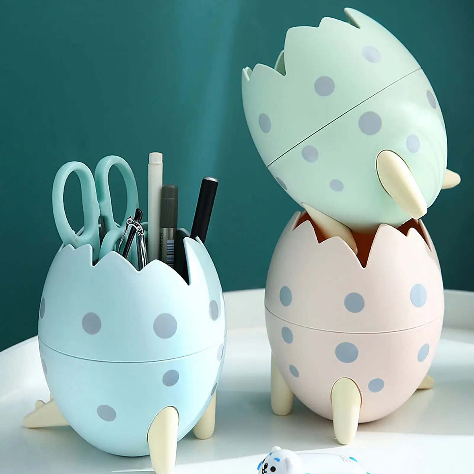 

Creative Cute Dinosaur Egg Plastic Pen Holder Stand Office Desk Organizer Pencil Pot Container Stationery Storage Box Kids Gift