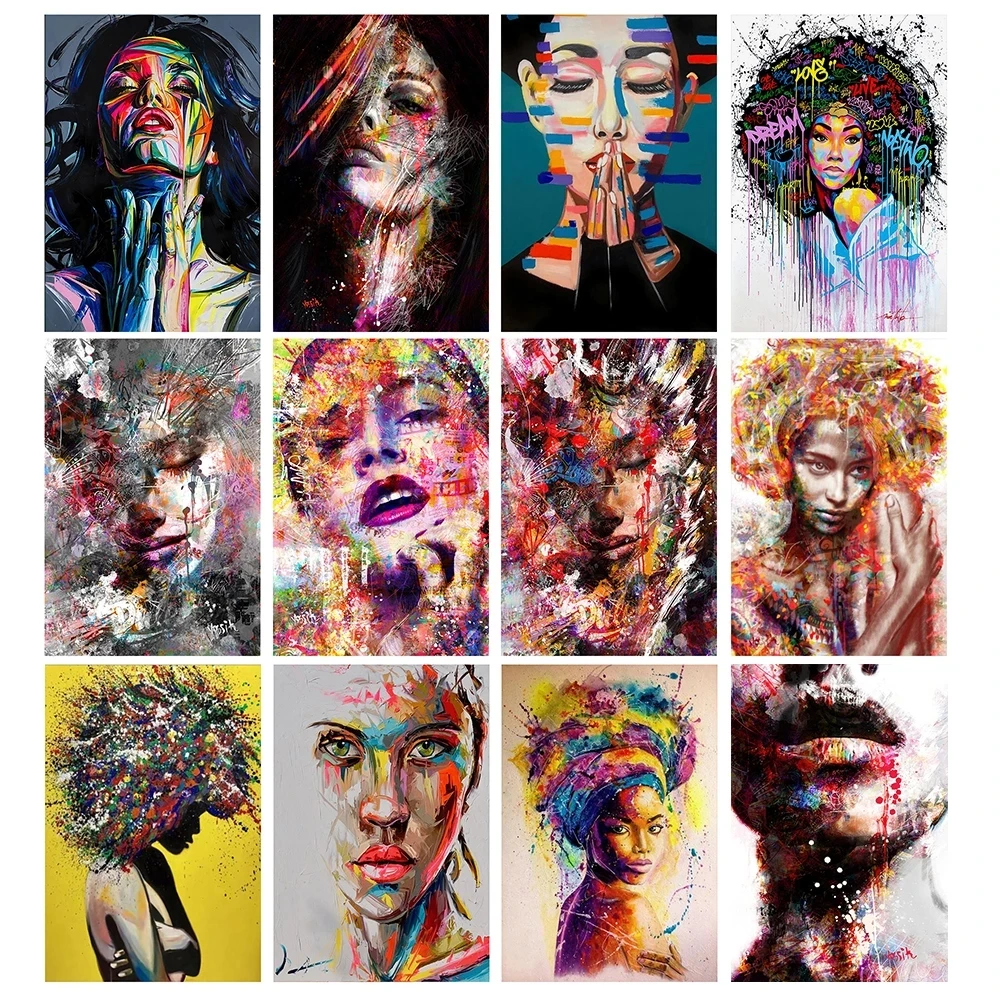 

Abstract Graffiti Woman Artwork Canvas Painting Wall Art Posters and Prints Decorative Picture Living Room Home Decoration