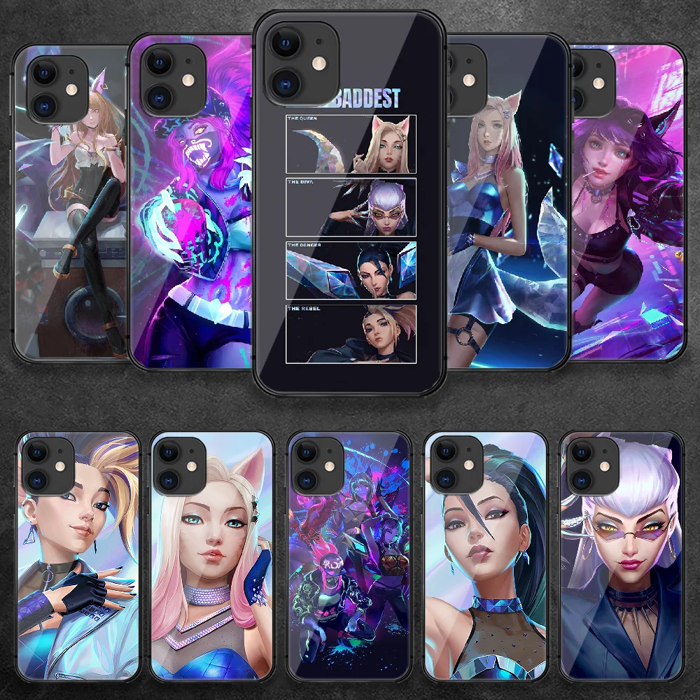 

LOL KDA Ahri Akali Kaisa чехол для телефона из закаленного стекла для IPhone 5 5S 6 6S 7 Plus X Xs Xr Se 2020 11 12 Pro Max Mini Luxury