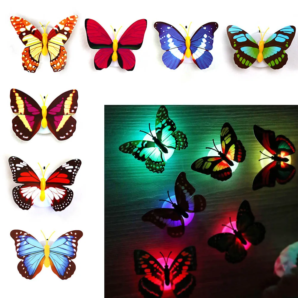 Цвет Фул бабочки СВЕТОДИОДНЫЙ ночной Светильник красивые настенные s