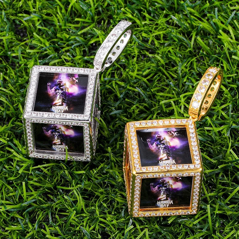 

Custom Photo Frame Three-dimensional Square Men Women Square Pendant Necklace Zircon Paved Bling Iced Out Hip Hop Rapper Jewelry