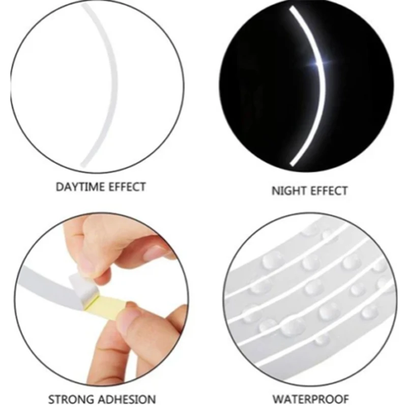 

16Pcs 18'' Motorcycle Wheel Rim Sticker Tire Hub Reflective Tape Stickers Bicycle Motorbike Car Decals