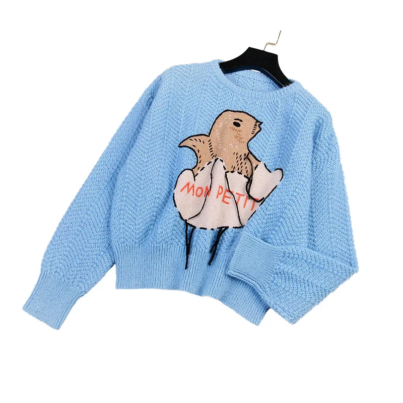 

European and American style hand-embroidered chick shell pattern tassel sweater pullover cardigan