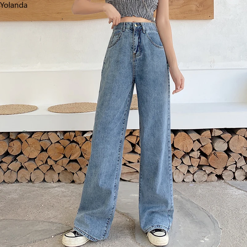 

Woman Jeans High Waist Clothes Wide Leg Denim Clothing Blue Streetwear Vintage Quality 2021 Fashion Harajuku Straight Pants