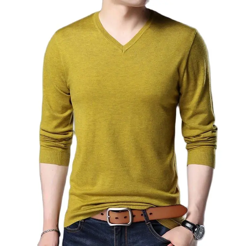 Hombres Pullover O-neck Slim Fit Knitting Hombres Long Sleeve Sweaters Fashion V-neck Mens Sweaters Big Size N5870