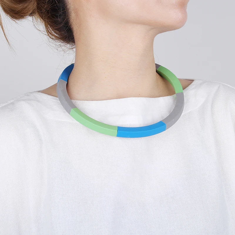 

YD&YDBZ Colorful Flat Rubber Choker Necklaces For Ladies Vintage Statement Necklace Handmade Design Jewelry Wholesale Chains