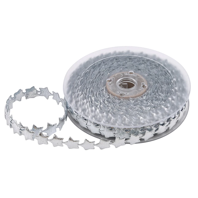 15 м/лот Золотая Серебряная Звезда блестящие металлические ленты для рождества