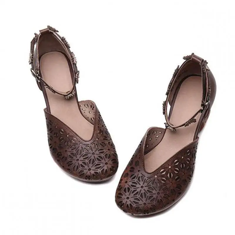 

YourSeason Women Genuine Leather Retro Sandals 2020 New Buckle Strap Sewing Casual Handmade Lady Girls Summer Sandals