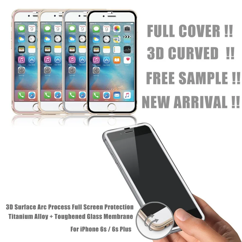 UPaitou Защита экрана для iPhone 7 6 6S Plus 6Plus закаленное стекло полное покрытие 3D закругленные края титановая защитная пленка покрытие