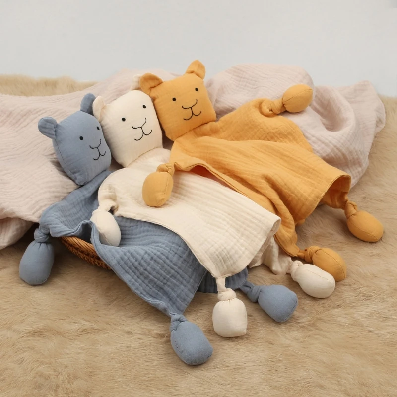 

57BF Organic Muslin Soft Blanket Animal Toy Baby Plush Toy Handkerchief Appease Towel