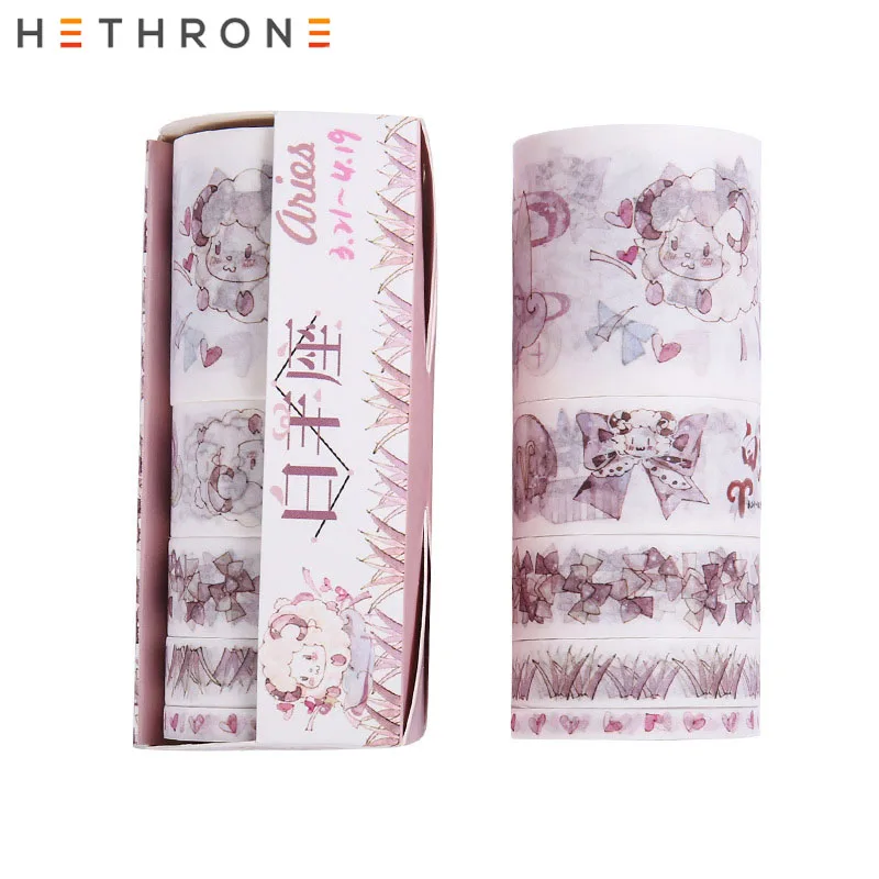 Hethrone 5 шт./упак. милые двенадцать созвездий для художественного оформления ногтей, ручная работа Скрапбукинг малярный скотч дневник клейкая лента Washitape стиральная лента