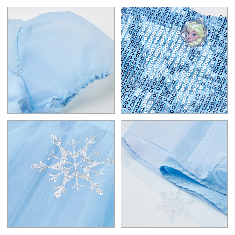 

Disney Frozen Elsa Dress Queen Costume with Cape Kids Sequined Cosplay Party Frock Halloween Birthday Clothes Elza Blue Gown