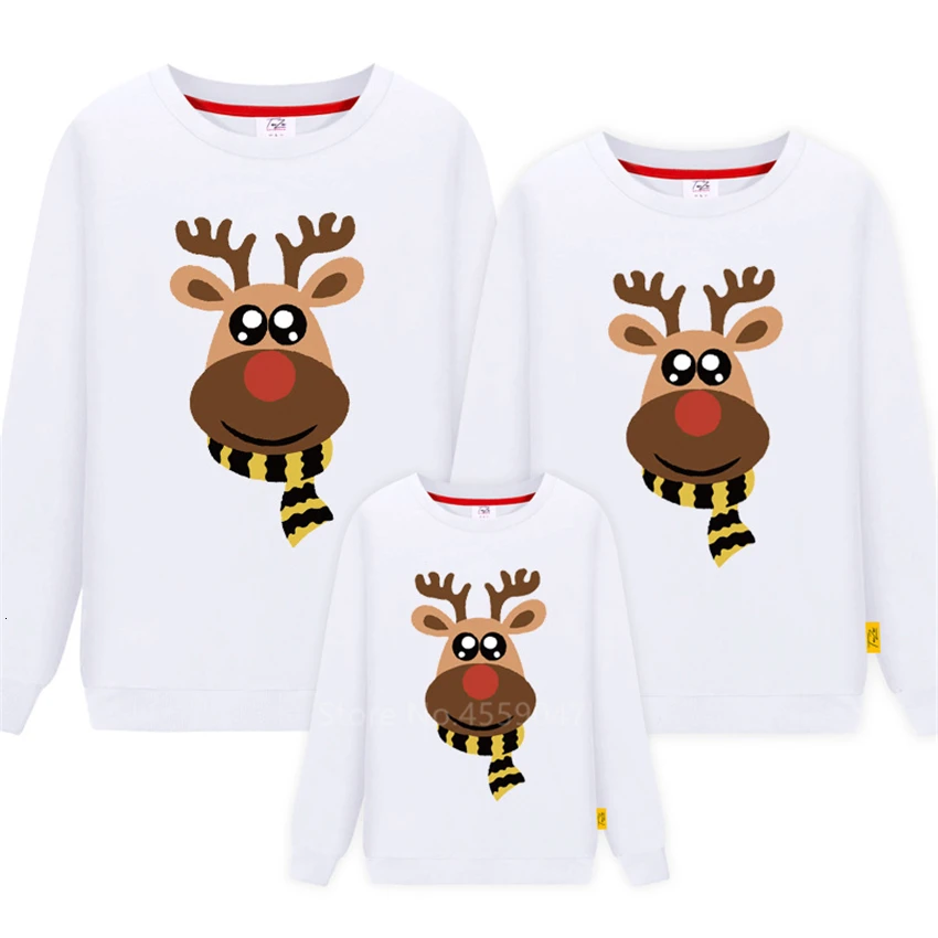 Рождественская Толстовка одинаковые наряды для всей семьи хлопковая красная